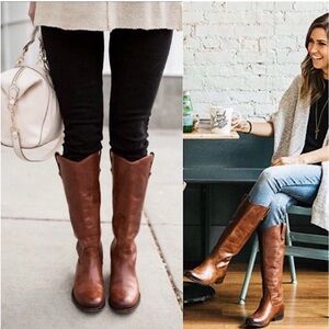 Frye Melissa Button Cognac Leather Knee High Boot